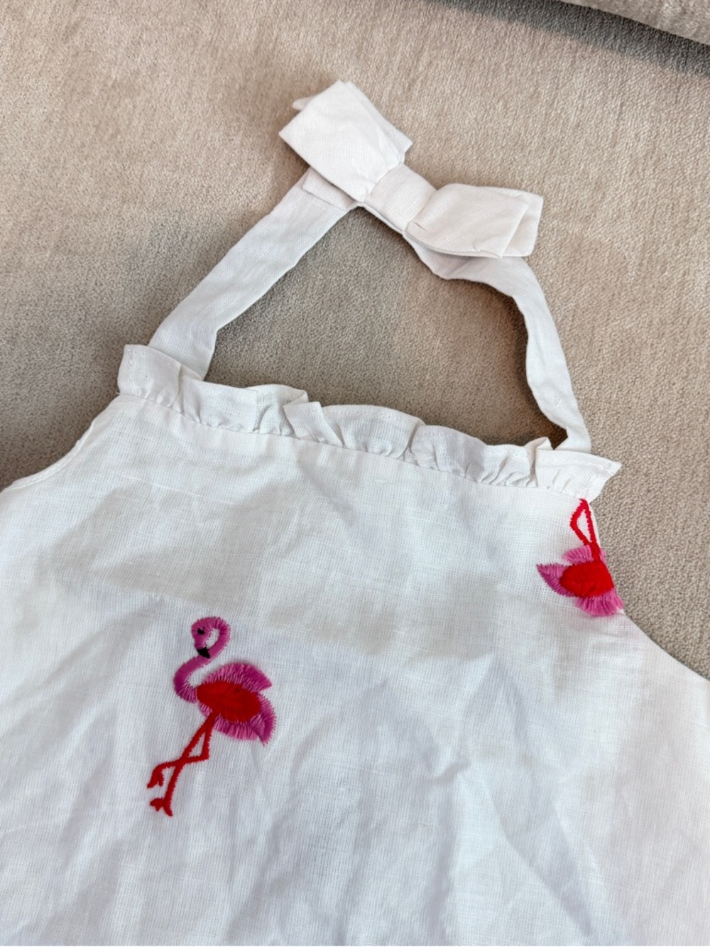 JANIE & JACK White Halter Sundress with Pink Flamingo Embroidery - Picture 2 of 4